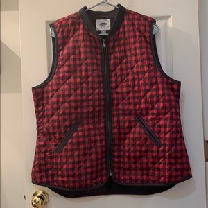 Red and black plaid vest